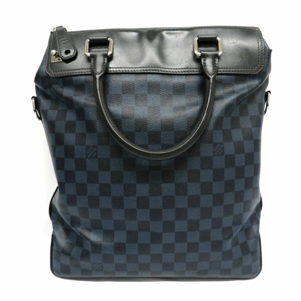 LOUIS VUITTON Tote Greenwich Damier Cobalt Navy Blue Black Bag Shoulder